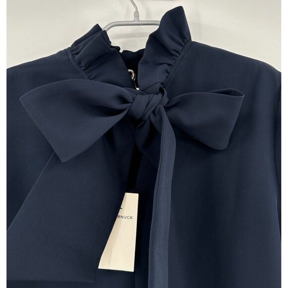 Tuckernuck Navy Blue Daphne Dress sz M Ruffle Collar Bow Swing Mini Party NWT - Picture 3 of 7